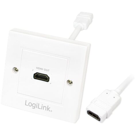 Bloc prise murale encastrable - HDMI - blanc