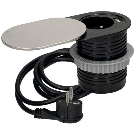 Bloc prise Slidy avec cache-inox coulissant - SYNERCIA