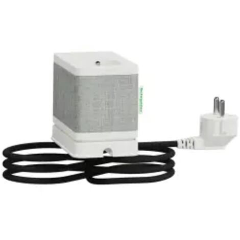 Bloc prises 2p+T 16A + USB-A + USB-C 5V 3.1A design blanc/tissu kvadrat S pour bureau avec cable 2m Unica System+