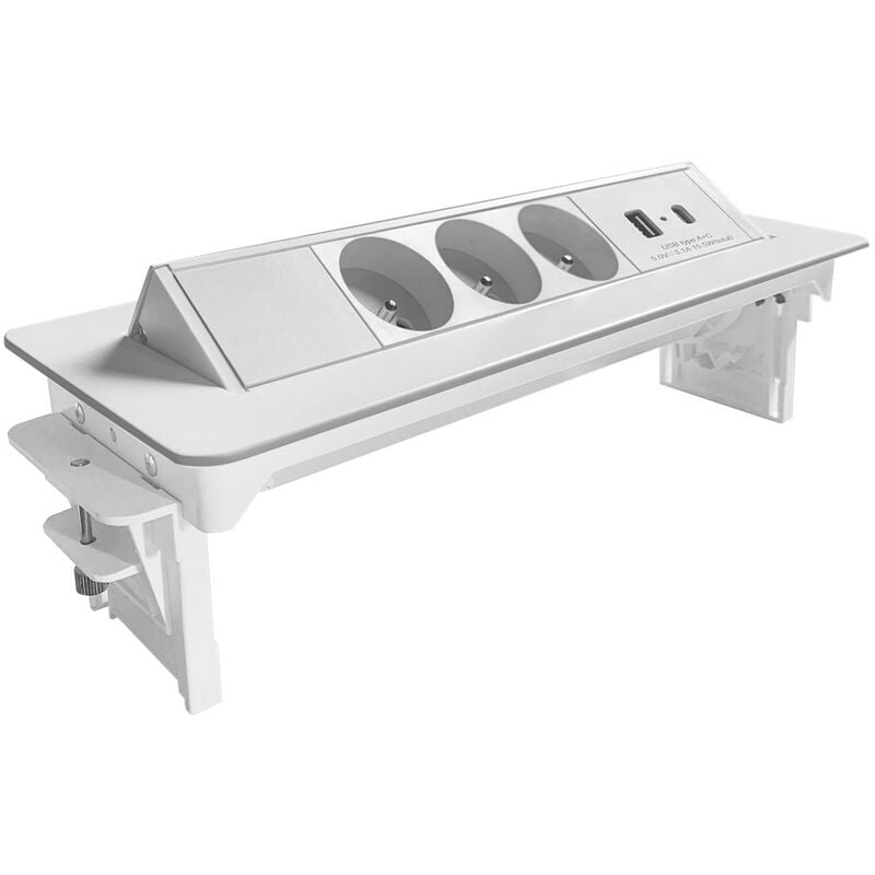 ARLUX LIGHTING Bloc prises pivotant 3 Prises + ports 1 USB - 1 USB C - Blanc