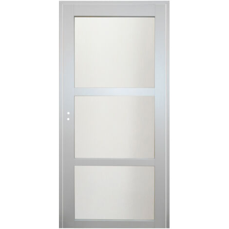 Bloc Puerta Greyria Gris Claro Vitrificada H204 x L73 cm, Cara Tabla P. derecha, GD MENUISERIES