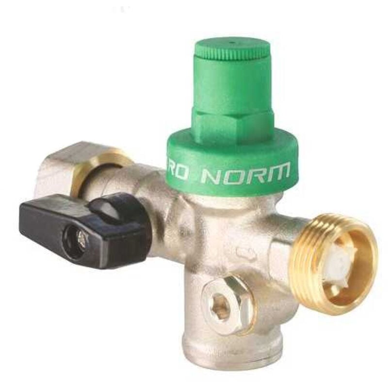 Bloc réducteur de pression à piston 3 en 1 pronorm avec vanne et clapet - femelle écrou libre/mâle 3/4' (20/27) - Somatherm