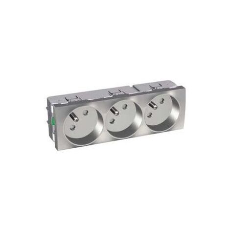 Bloc triple prise 3X2P+T 16A aluminium format 45mm ALTIRA SCHNEIDER ELECTRIC ALB46232