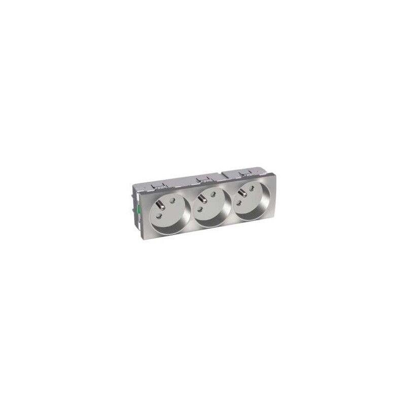 Bloc triple prise 3X2P+T 16A aluminium format 45mm altira Schneider Electric ALB46232