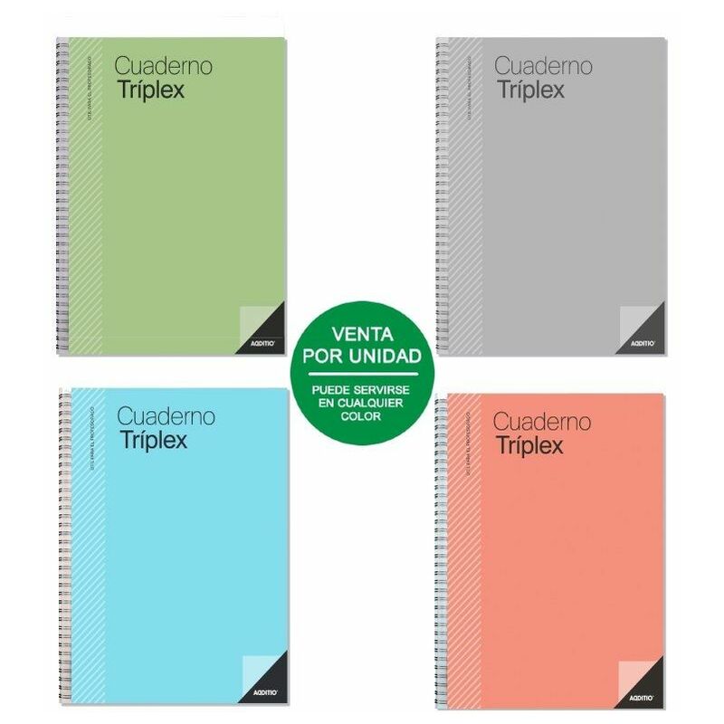 Cahier de l'enseignant Triplex additio p192/ 144 feuilles/ 22,5 x 31cm/ couleurs assorties