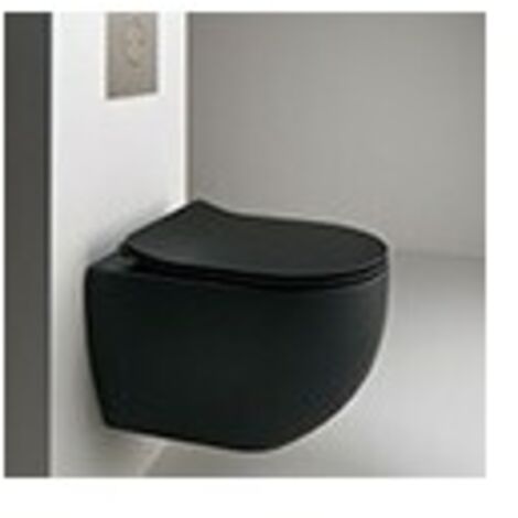 Bloc Wc Mini Ciotola Suspendu Avec Abattant Sc No Rim Black Mat Robinetterie WC - CRISTINA ONDYNA WCI329113