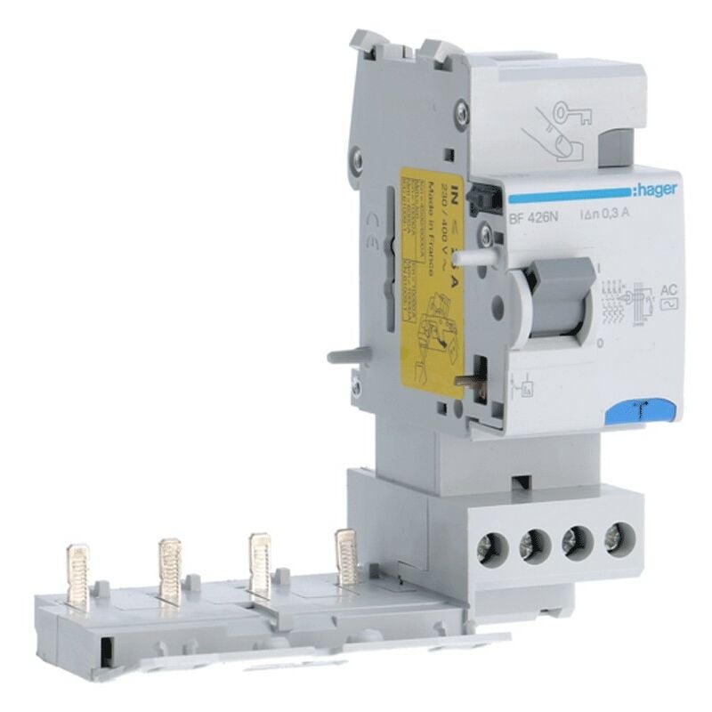 Bloc différentiel Hager 4P 25A 300mA AC 2 modules BF426N