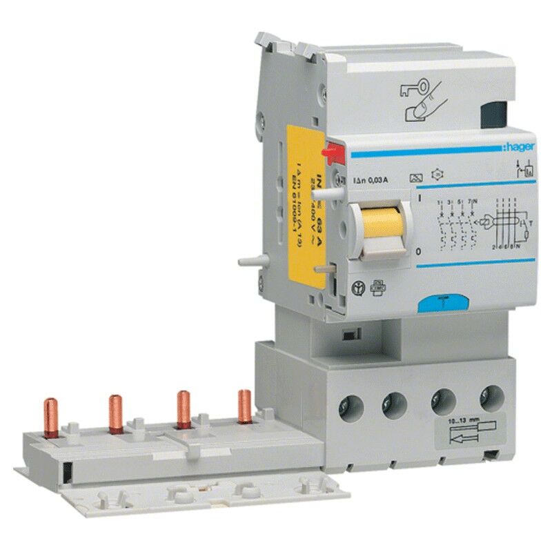 Hager - Bloc différentiel 4P 63A 30mA ac 3 modules BD464N