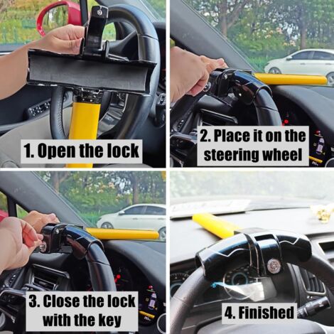 Bloccasterzo antifurto per auto, barra antifurto a T, bloccasterzo ad alta sicurezza, supporto universale per volante con chiave, bloccasterzo automatico