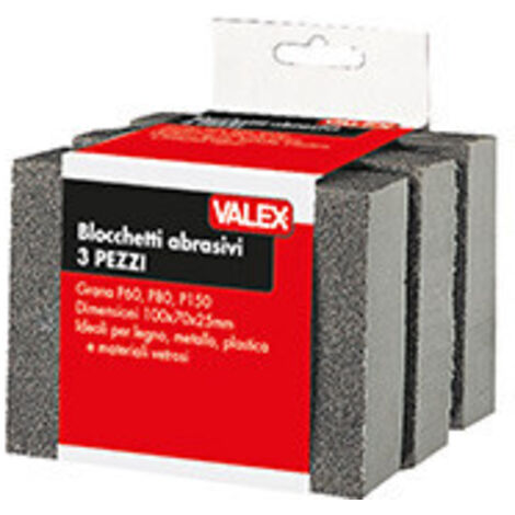 Blocchetti abrasi 3 pezzi abrisvi grana P 60 - 80 - 150 VALEX 1905042