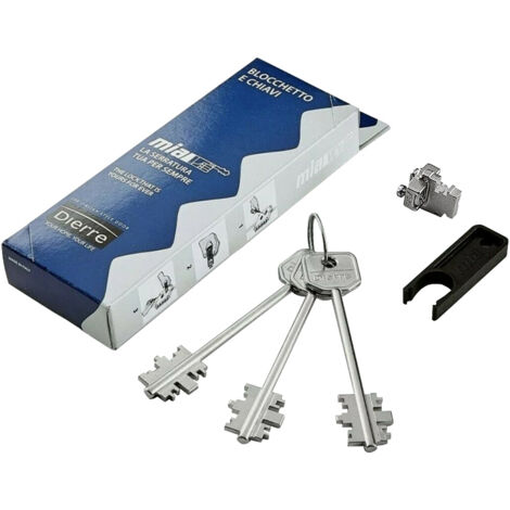 Blocchetto Universale MIA per Serrature DIERRE - con 3 Chiavi Diritte 92 mm