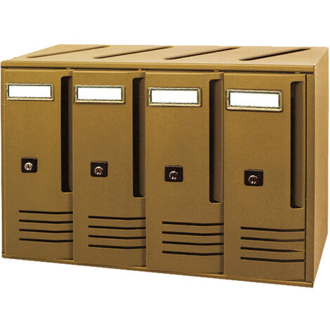 Blocchiera serie cubo 4 cassette postali per interni - cm.42x17,5x30h. in  alluminio anodizzato bronzo ALUBOX