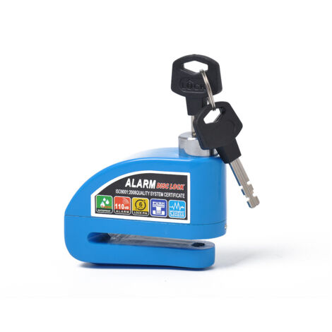 Blocco antifurto per moto con allarme per disco freno Blocco disco antifurto per moto con allarme di sicurezza per blocco disco Suono di allarme 110db per motocicletta, bici, scooter (blu)