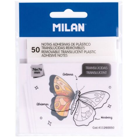 Blocco con 50 foglietti adesivi trasparenti traslucidi rimovibili 76x76mm Milano