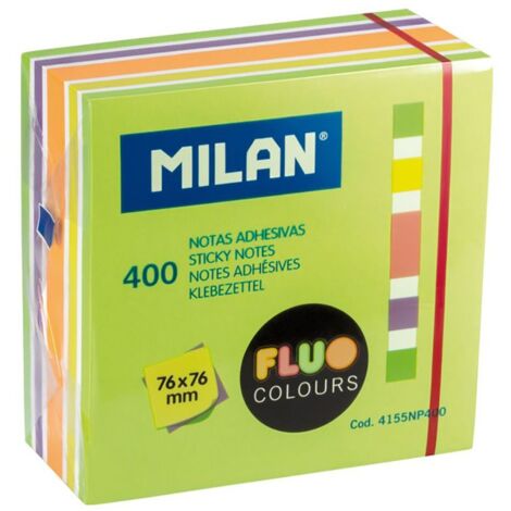 Blocco da 400 foglietti adesivi Colori fluorescenti 76x76mm Milano