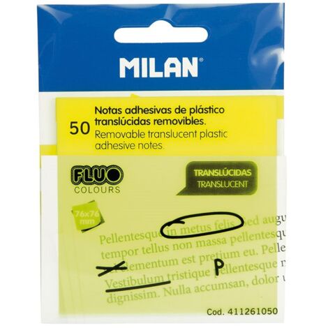 Blocco da 50 foglietti adesivi traslucidi giallo fluo 76x76mm Milano