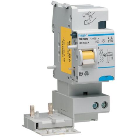 Blocco differenziale Hager 2P 25A 30mA AC 2 moduli BD226N