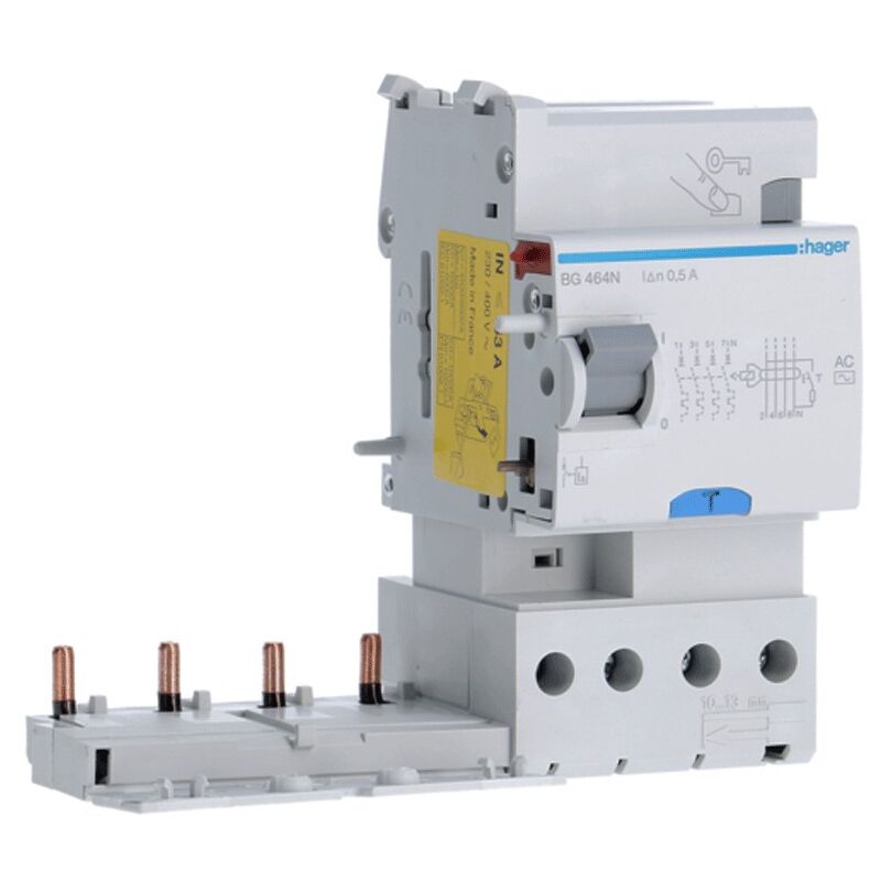 Hager - Bloc différentiel 4P 63A 500mA ac 3 modules BG464N