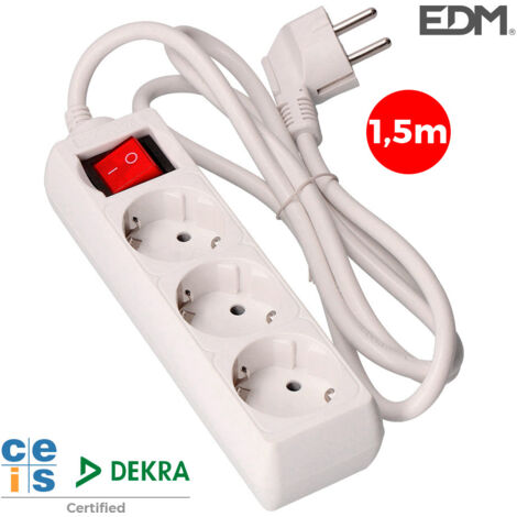 Blocco EDM 3 prese con interruttore 1,5m 41009