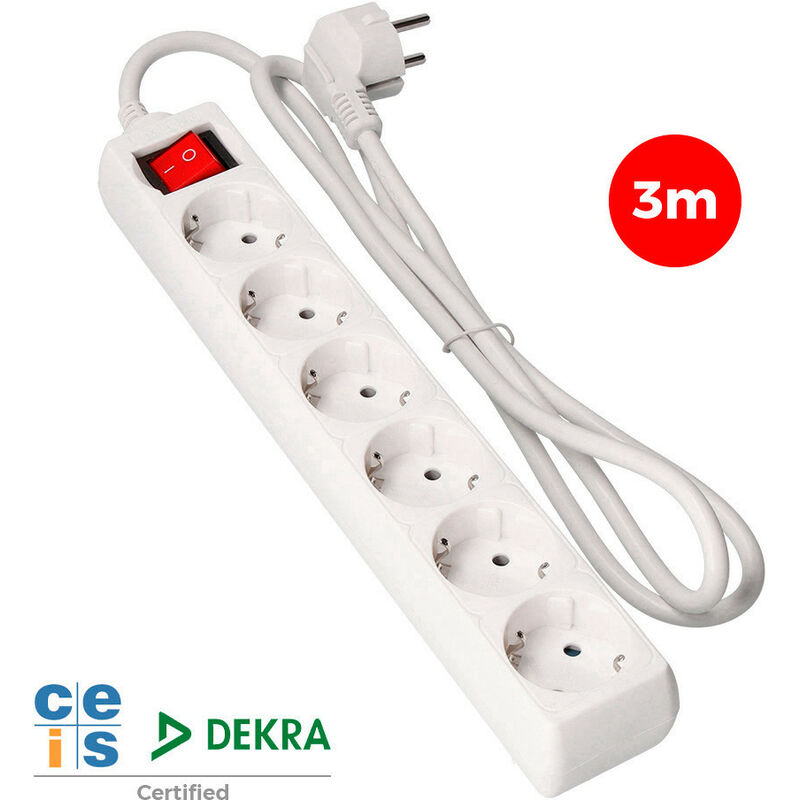 EDM - Multi socket 6 basi schuko + interruttore 3m 3x1.5mm