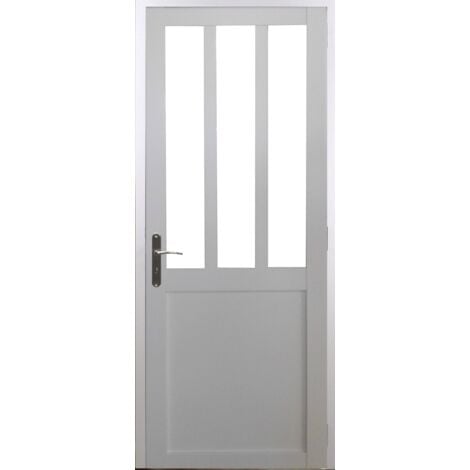 GD MENUISERIES Blocco porta officina BIANCO vetro satinato H204 x L73 spingendo a destra Dimensioni tavolo