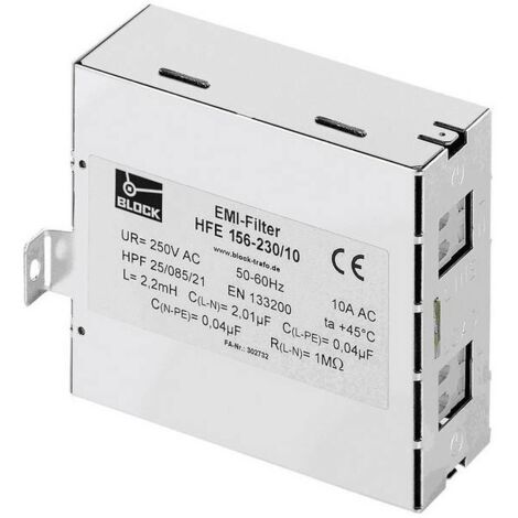 Block HFE 156-230/16 HFE 156-230/16 Filtro soppressore 250 V/AC 16 A (L x A) 45 mm x 110 mm 1 pz.