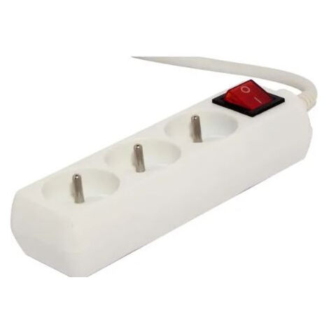 Block mit Switch - Chacon - 3 x 16 a - 1,5 m - Weiß (FR)