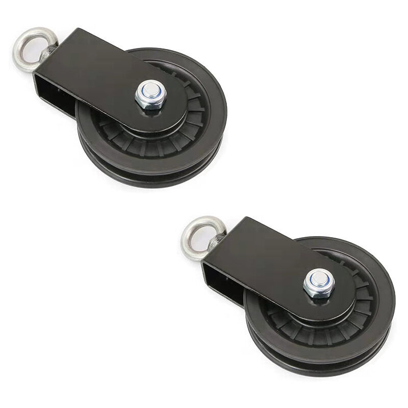 Block Poulie de renvoi 90 mm avec étrier de maintien en U rotatif à 360 ° pour le fitness, la musculation(2 pcs)