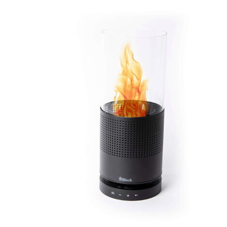 Block The Flame Tischfeuer und Bluetooth Laut­spre­cher von Audioblock schwarz
