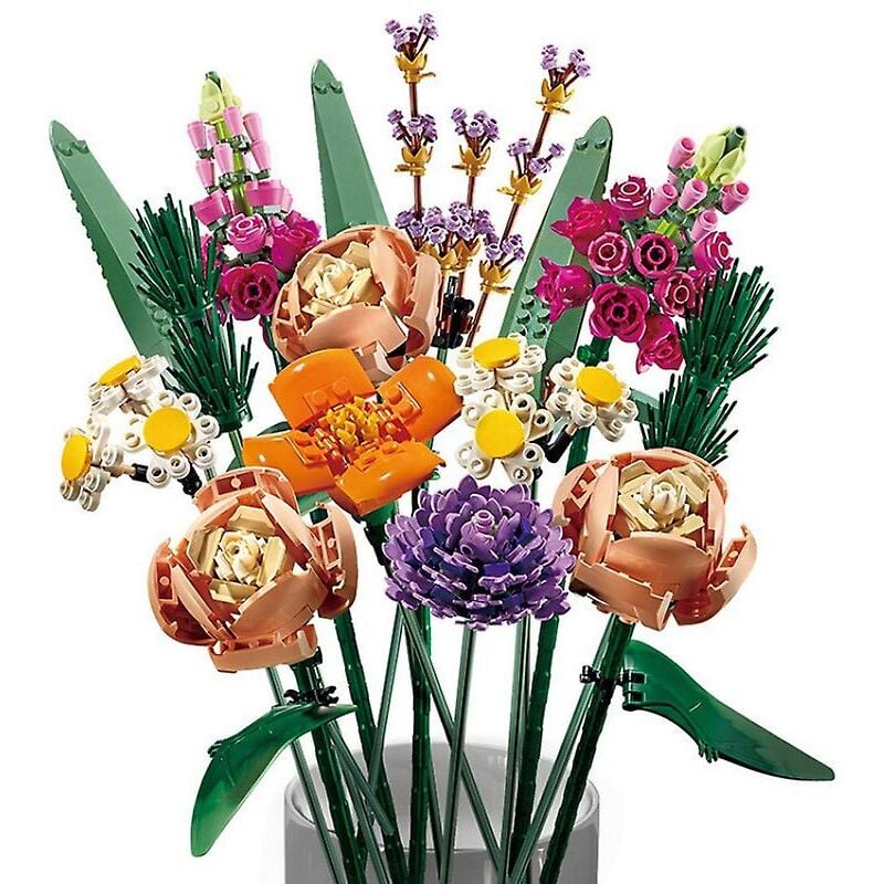 Fei Yu - Blocs de construction à petites particules 10280 bouquet 15 roses jouet mosaïque cadeau assemblage