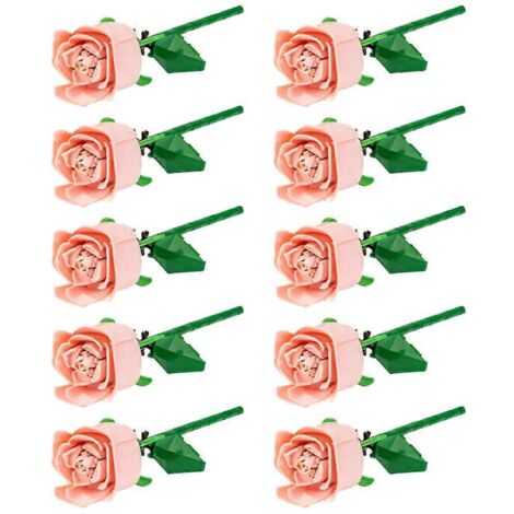 Blocs de construction pour bouquet de roses romantiques, modèle éternel rose--