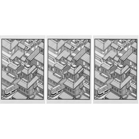 Blocs de Sculpture en Caoutchouc Motif Maison Japonaise 14.9 x 9.9 x 0.8cm - Lot de 3 Pièces