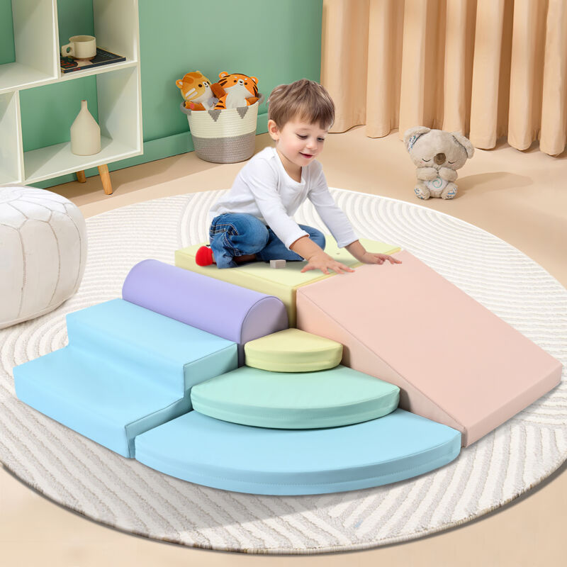 Blocs d'escalade en mousse souple 7 pièces pour tout-petits, pour l'intérieur, multicouleur