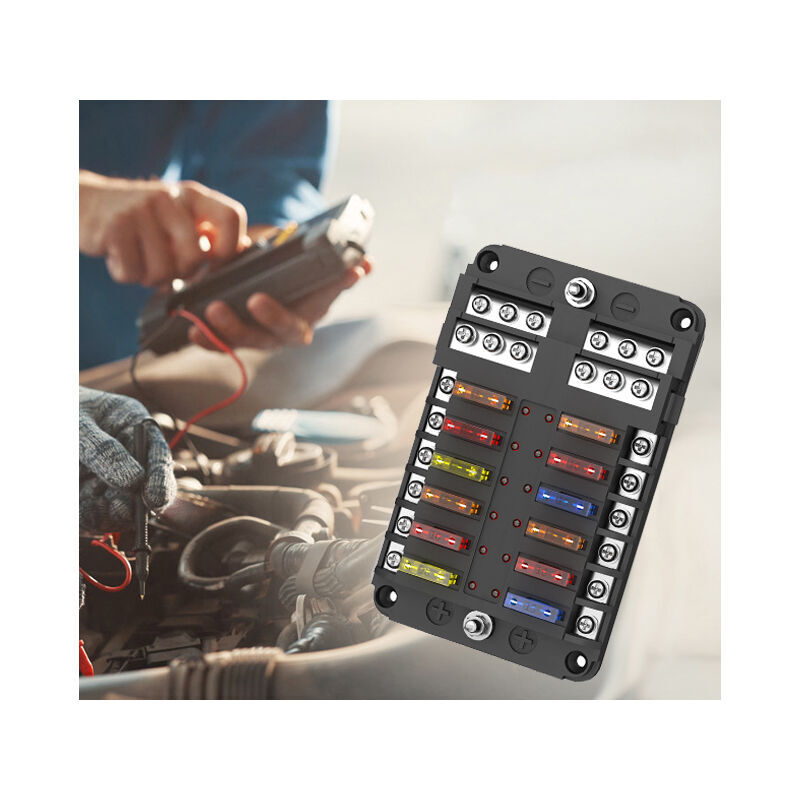 SNQ - Blocs Fusible Lame atc/ato, Porte Fusible Voiture , Boîte Fusibles Voiture 12 voies avec Indicateur de Bus Négatif pour Voiture, Bateau,