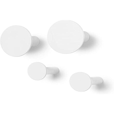 Blomus Set di 4 ganci da parete in classico bianco, alta qualità, materiale di fissaggio incluso, design moderno, 2 pezzi diametro 8,5 cm, 2 pezzi diametro 5 cm, altezza 45 mm, bianco, 65798