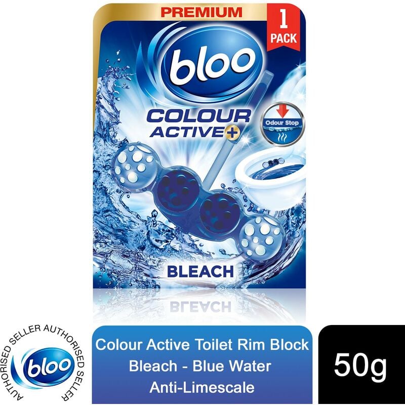 Bloo - Colour Active Toilet Anti-Limescale Odour Stop Bleach Rim Block, 50g
