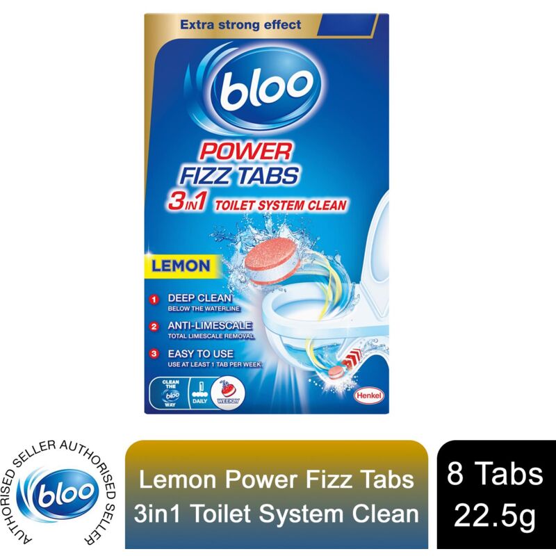 Bloo - Power Toilet Fizz Tabs, Drain Deep Cleaning Bad Odour, 8 x 25g