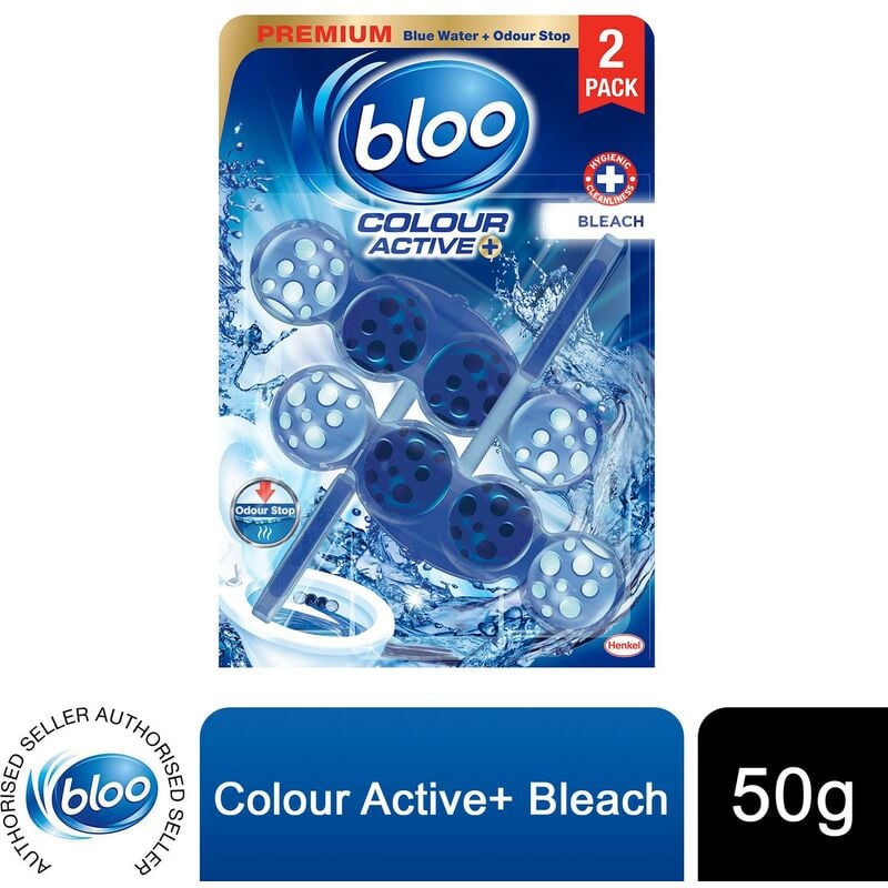 Toilet Rim Blocks Colour Active+ Bleach for Long-Lasting Freshness, 2x50g - Bloo