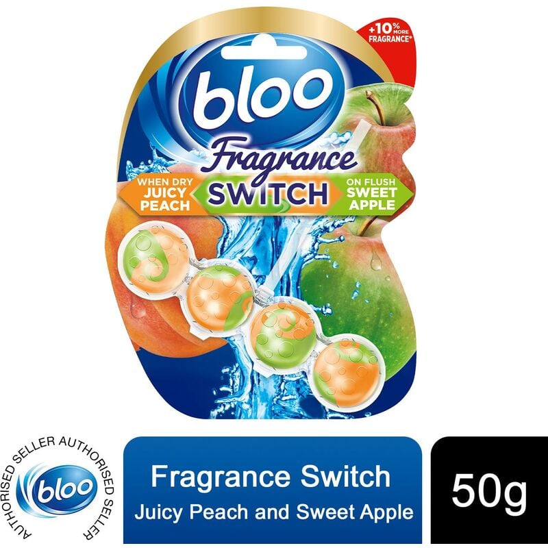 Toilet Rim Blocks Fragrance Switch Juicy Peach & Sweet Apple Premium, 50g - Bloo