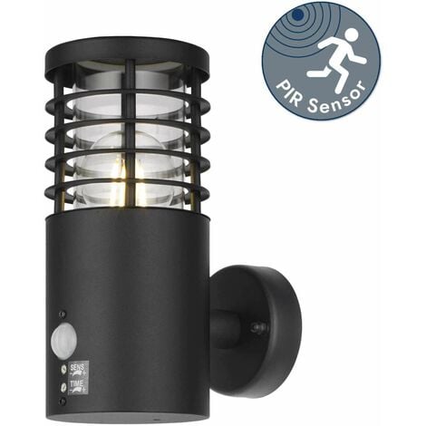 FIRST CHOICE LIGHTING Bloom - Black IP44 Outdoor Motion Sensor Wall Light
