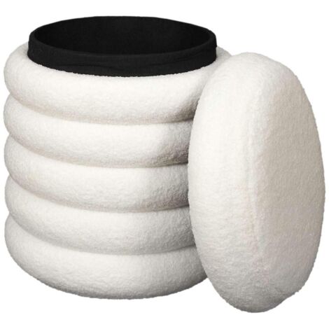 BLOOM Bouclé-Aufbewahrungshocker, weiß