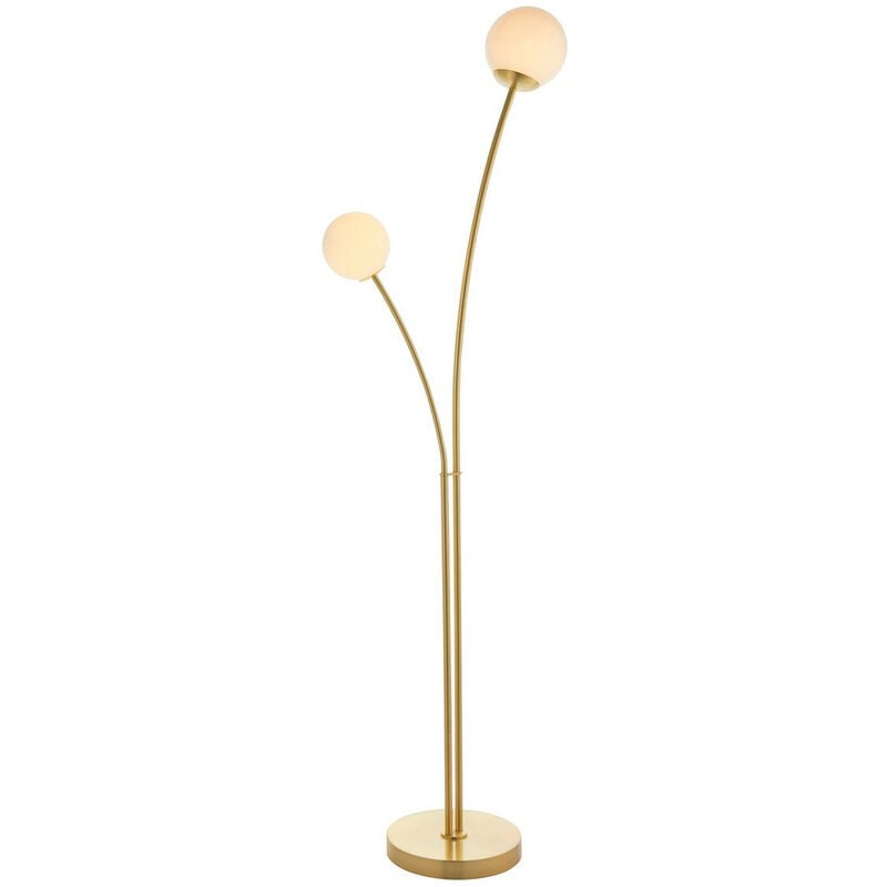 Endon - Complete Floor Lamp Satin Brass Plate, Opal Glass