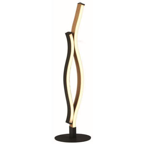 Bloom Lampe de table LED Swirl, noir avec effet bois
