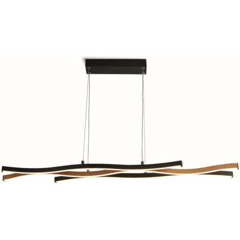 Bloom LED-Deckenleuchte Swirl, schwarz mit Holzoptik