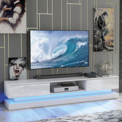 Bloom TV Unit 180cm - White with Gloss Doors & LED