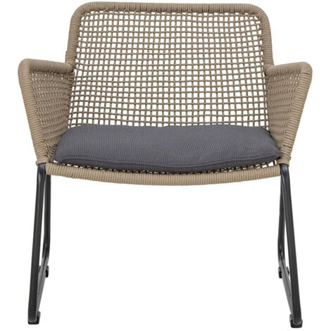 Bloomingville MUNDO chaise de jardin noire en métal et corde
