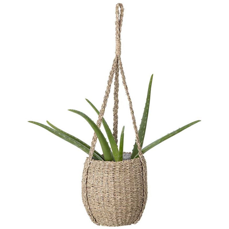 Panier cache pot à suspendre avec corde en herbes de mer