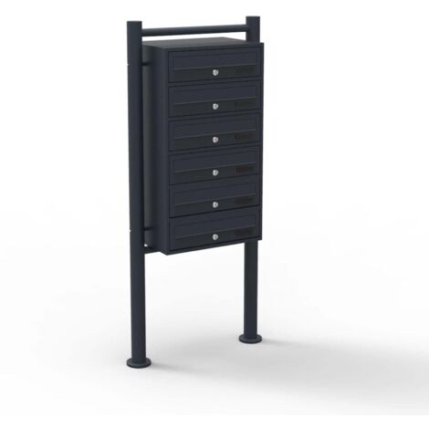 Bloque 6 buzones con patas 6 entradas acero galvanizado 69,6 x 38,5 x 27 cm negro 160000047