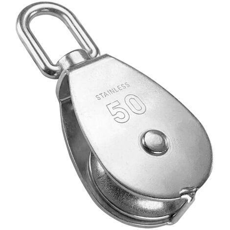 Bloque de agarre de polea simple M50, ganchos giratorios para grúa de elevación de acero inoxidable 304