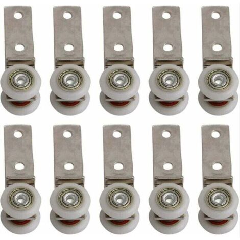 Bloque de polea de cojinete de codo de conducto metálico de 1,9 cm, paquete de 10, XU, con dos ruedas de plástico para puertas corredizas de gabinetes de ventana - KZQ